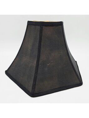 Black Hexagon Ribbed Lampshade With Gold Interior 9.5" Tall 14" Base Width